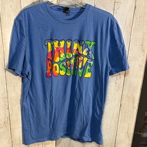 Blue Graphic T-Shirt with Colorful Print